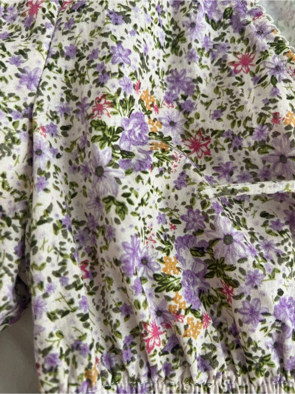 Astr the Label Lavender Floral Tie-Front Peplum Blouse